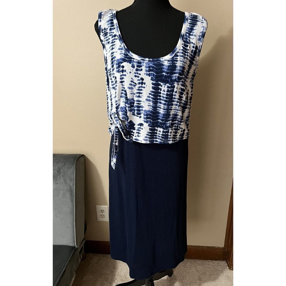 Allison Brittney Womens sleeveless Midi dress, Extra Large (XL) Black And Blue